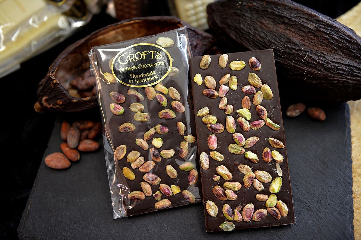 Pistachio and Sea Salt Dark Chocolate Bar - free